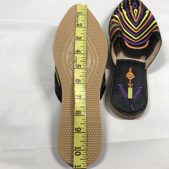 Moroccan Artizana Shoes Womens Size 10 Black Embroidered Mule Pointed Toe - Picture 4 of 6